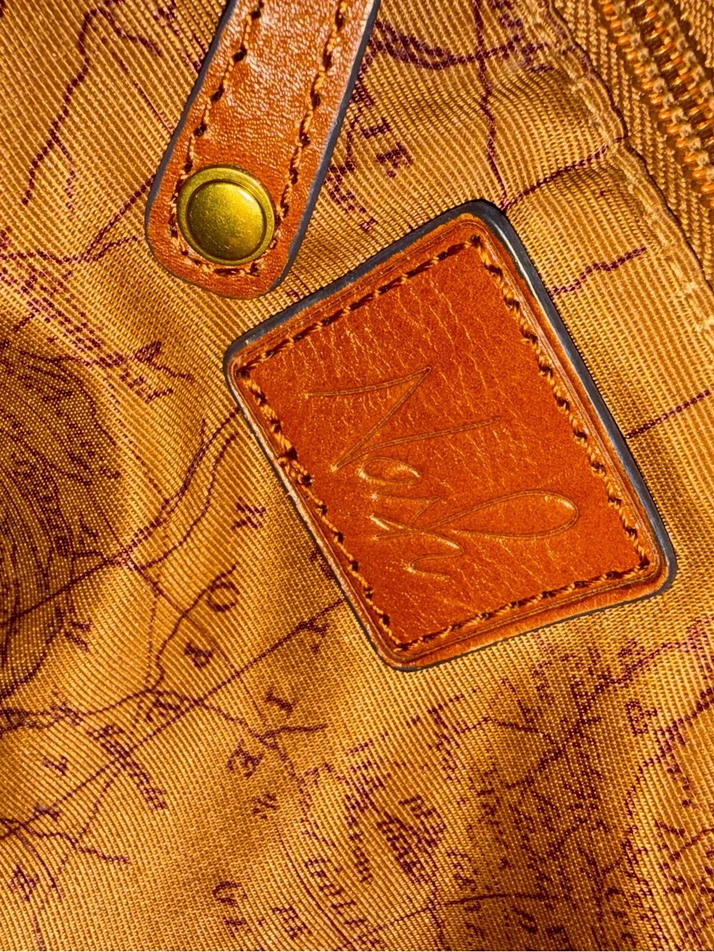 Patricia Nash North/South Heritage Genuine Leather Crossover Messenger Bag Tan